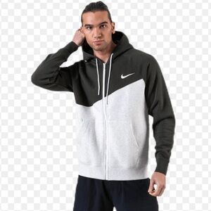 Nike Olive Green and White Colorblock Hoodie